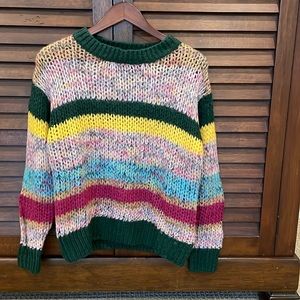 Chunky sweater, soft, small with multicolors/stripes